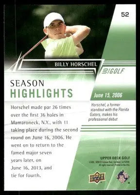 2024 Upper Deck Golf Billy Horschel #52 Season Highlights Golf - Other