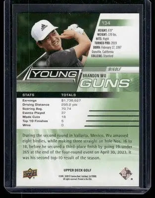 2024 Upper Deck Golf Brandon Wu #134 Young Guns Golf - Other
