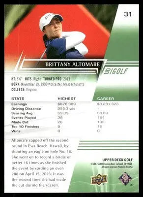 2024 Upper Deck Golf Brittany Altomare #31 Golf - Other