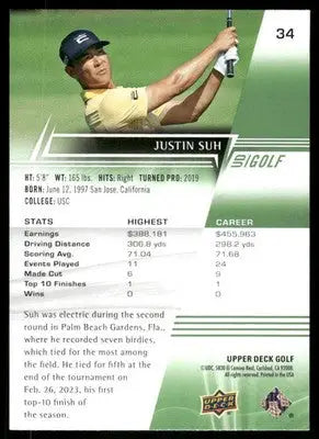 2024 Upper Deck Golf Justin Suh #34 Golf - Golf Card Single