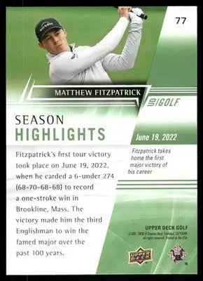 2024 Upper Deck Golf Matthew Fitzpatrick #77 Golf - Golf Card Single