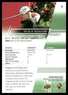 2024 Upper Deck Golf Nicolai Hojgaard #7 Golf - Golf Card Single