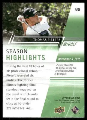 2024 Upper Deck Golf Thomas Pieters #62 Golf - Golf Card Single