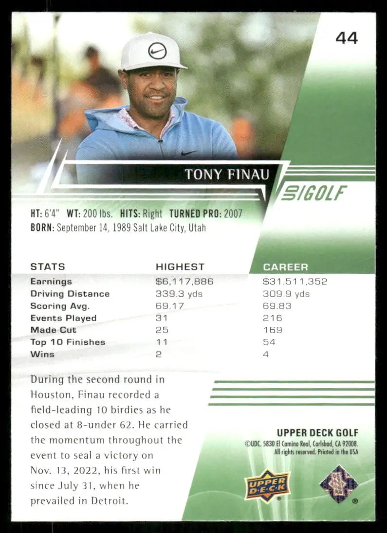 2024 Upper Deck Golf Tony Finau #44 Golf - Other