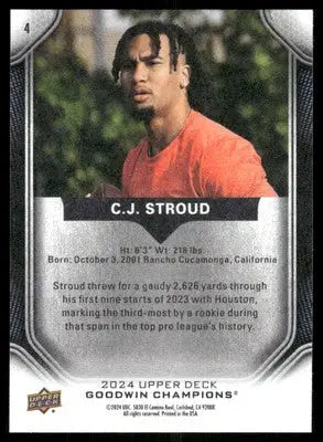2024 Upper Deck Goodwin Champions C.J. Stroud #4 Football - Football Card Single