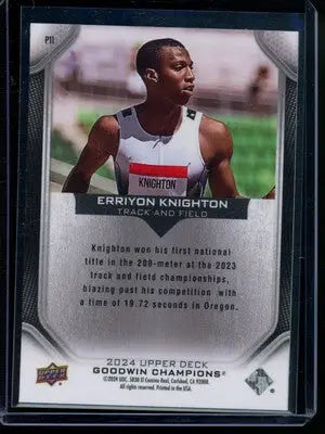 2024 Upper Deck Goodwin Champions Erriyon Knighton #P11 Platinum Track and Field - Other