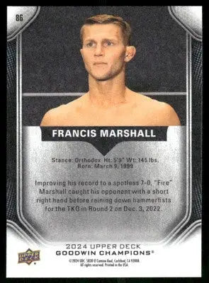 2024 Upper Deck Goodwin Champions Francis Marshall #86 MMA - UFC/MMA Card Single