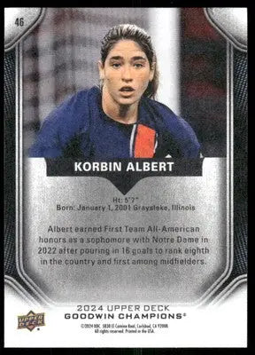 2024 Upper Deck Goodwin Champions Korbin Albert #46 Soccer - Soccer Card Single
