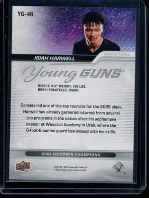 2024 Upper Deck Goodwin Champions Young Guns Isiah Harwell #YG-46 Basketball - Basketball Card Single