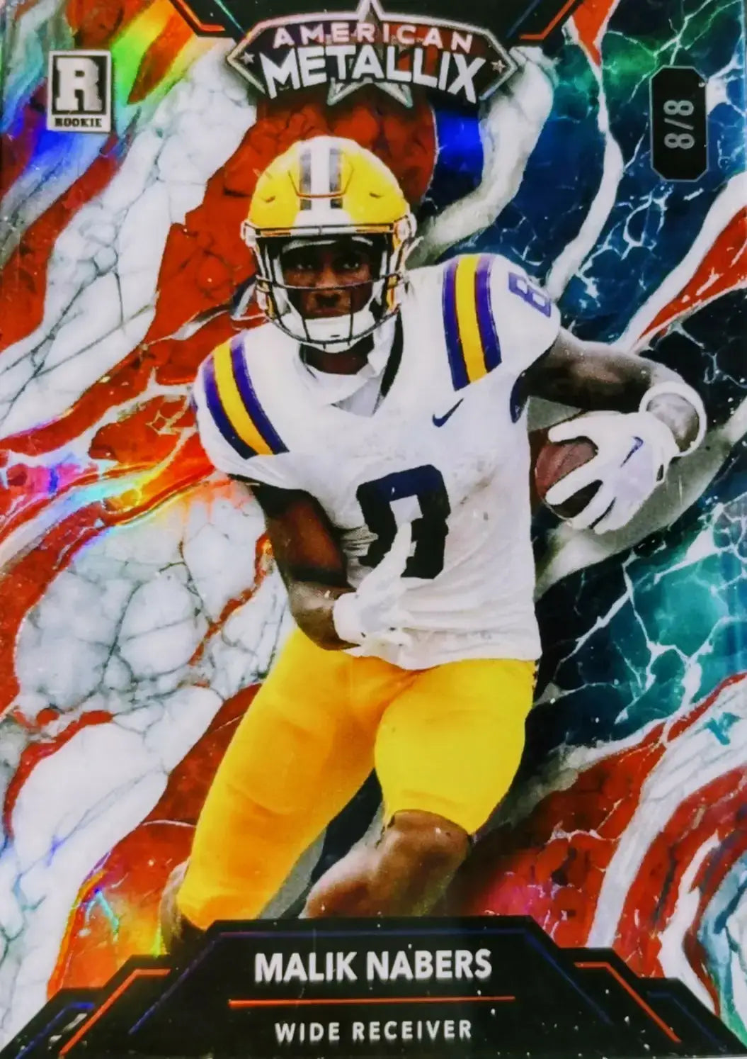 2024 WILD CARD AMERICAN METALLIX SSP AMERICAN FLAG REFRACTOR 8/8 RC MALIK NABERS SSP ROOKIE - Football Card Single