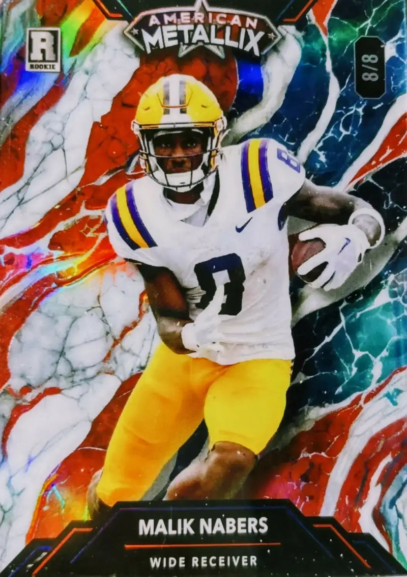 2024 WILD CARD AMERICAN METALLIX SSP AMERICAN FLAG REFRACTOR 8/8 RC MALIK NABERS SSP ROOKIE - Football Card Single