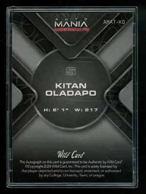 2024 Wild Card Auto Mania American FB Kitan Oladapo #AMAT-KO 3/3 Football