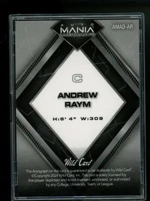 2024 Wild Card AutoMania American Andrew Raym #AMAD-AR 5/25 Football - Football Card Single