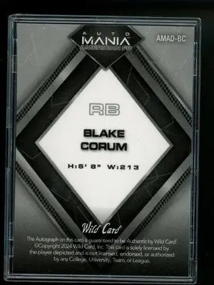 2024 Wild Card AutoMania American FB Blake Corum #AMAD-BC 6/25 Autograph