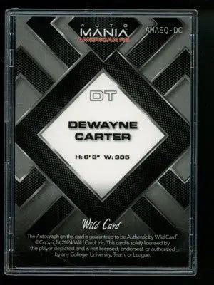 2024 Wild Card AutoMania American FB Dewayne Carter #AMASQ-DC 10/10 Football - Football Card Single
