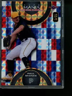 Baseball trading card of Paul Skenes mania American baseball 5/25 product display