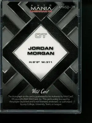 2024 Wild Card Mania American FB Jordan Morgan #AMASQ-JM 2/3 Football