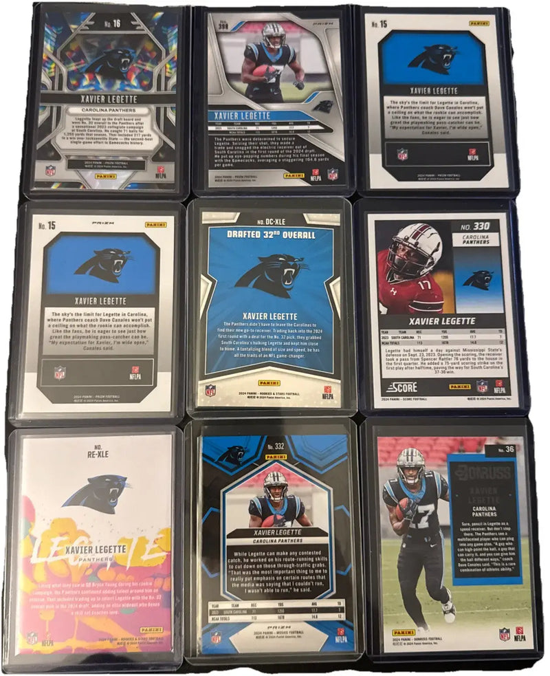 2024 Xavier Leggette 9 Card Lot RC Prizm Mosaic Donruss - Football Card Single
