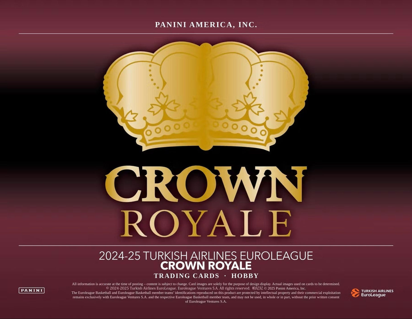 2024/25 Panini EuroLeague Crown Royale Basketball Hobby Box | Columbia Sports Cards & More