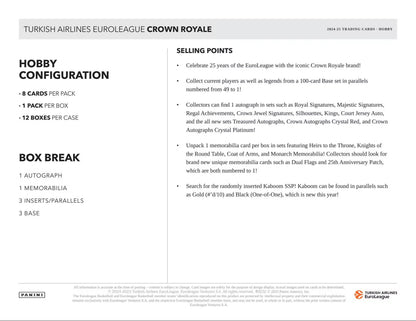 2024/25 Panini EuroLeague Crown Royale Basketball Hobby Box | Columbia Sports Cards & More