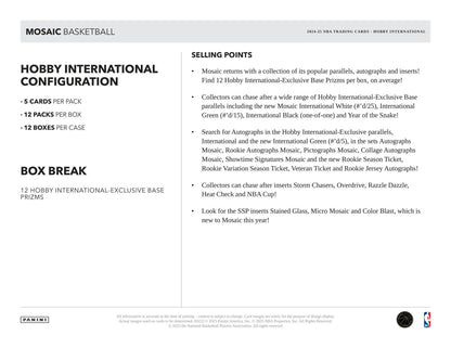 2024/25 Panini Mosaic Basketball International Hobby Box | Columbia Sports Cards