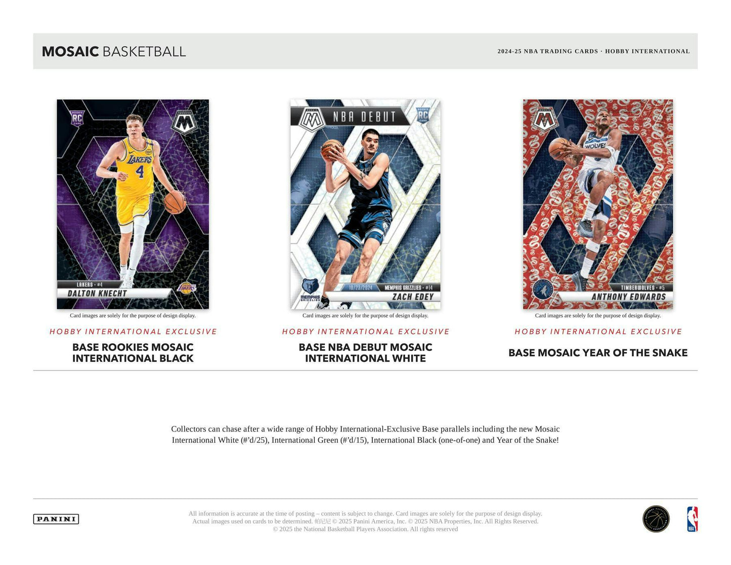 2024/25 Panini Mosaic Basketball International Hobby Box | Columbia Sports Cards