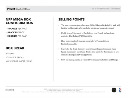 2024/25 Panini Prizm Basketball Mega Box (Pink Ice Prizms!)