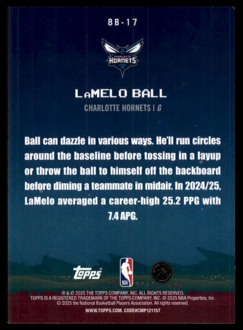 2025-26 8 Bit Ballers LaMelo Ball #8B-17 Charlotte Hornets Basketball Card NBA - Basketball Card Single