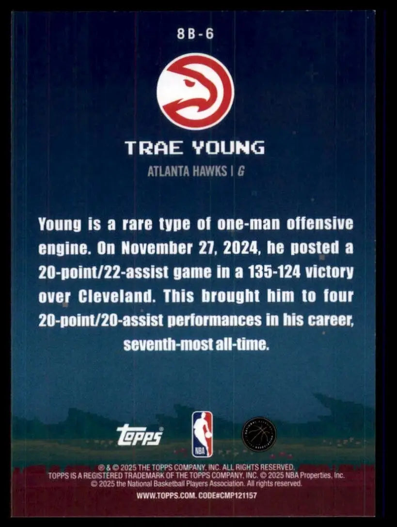 2025-26 8 Bit Ballers Trae Young #8B-6 Atlanta Hawks Basketball Card NBA Sports
