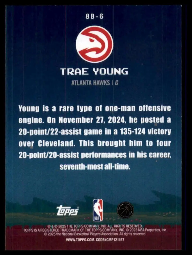 2025-26 8 Bit Ballers Trae Young #8B-6 Atlanta Hawks Basketball Card NBA Sports