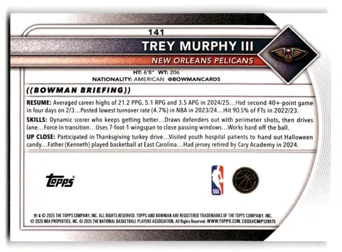 2025-26 Bowman #141 Trey Murphy III NM-MT Pelicans ID:82411 - Basketball Card Single