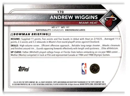 2025-26 Bowman #170 Andrew Wiggins NM-MT Heat ID:82422 - Basketball Card Single