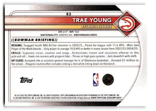 2025-26 Bowman #83 Trae Young NM-MT Hawks ID:82401 - Basketball Card Single