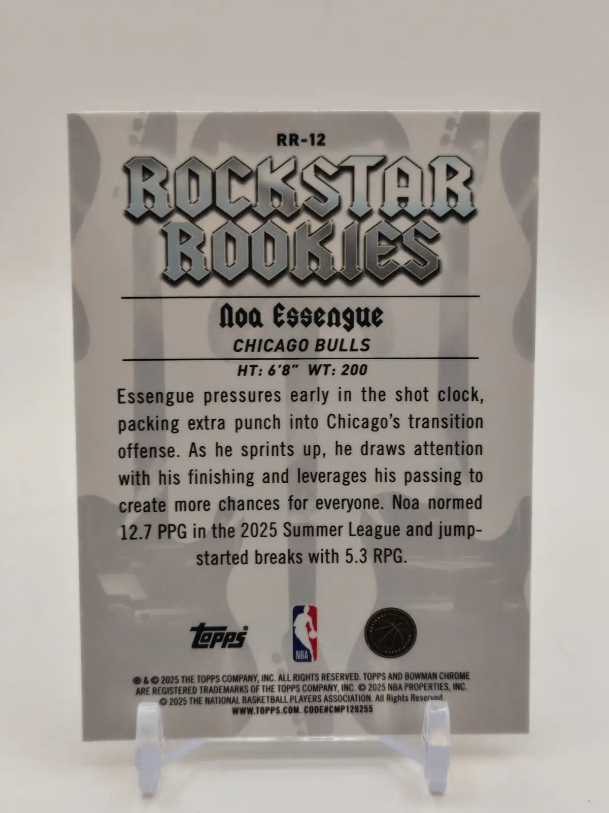 2025-26 Bowman Chrome Noa Essengue RR-12 Rockstar Rookies Rookie Card RC - Basketball Card Single