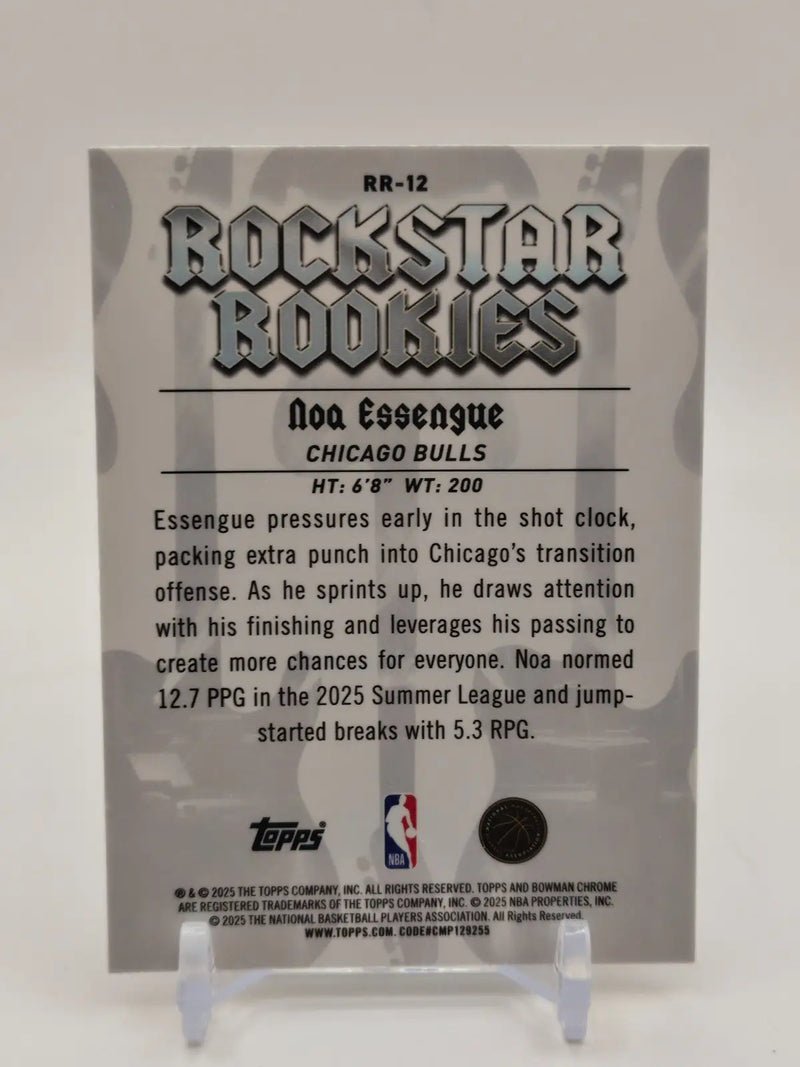 2025-26 Bowman Chrome Noa Essengue RR-12 Rockstar Rookies Rookie Card RC - Basketball Card Single