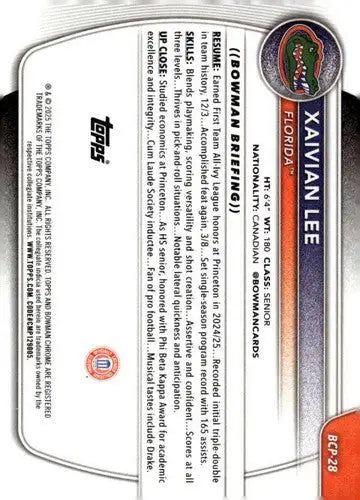 2025-26 Bowman Chrome Prospects #BCP-28 Xaivian Lee NM-MT ID:82460 - Basketball Card Single