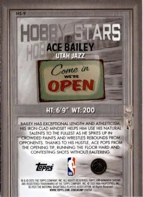 2025-26 Bowman #HS-9 Ace Bailey Hobby Stars - Basketball Card Single