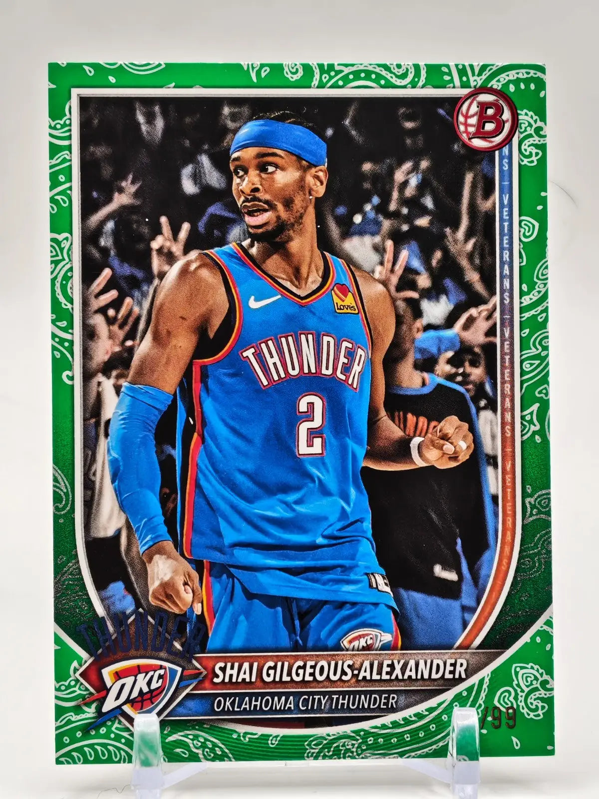 2025-26 Bowman Shai Gilgeous Alexander Green Bandana Paisley /99 #106 Thunder - Basketball Card Single