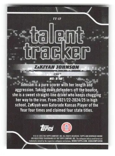 2025-26 Bowman Talent Tracker #TT-17 ZaKiyah Johnson NM Near Mint ID:83837