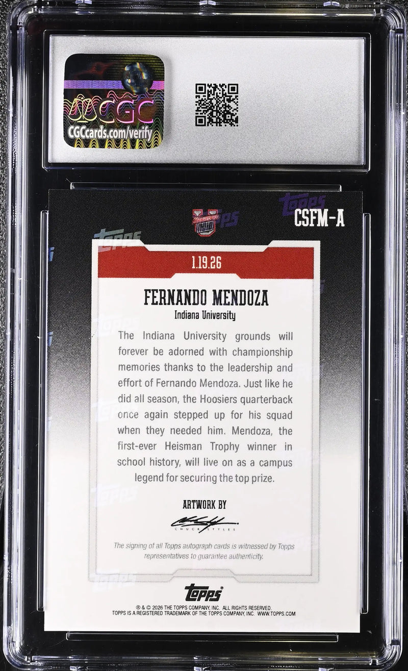 2025-26 Bowman U Now #CSFM-A Fernando Mendoza Art Card CGC 9 - Other