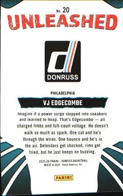 2025-26 Donruss Unleashed #20 VJ Edgecombe - Basketball Card Single