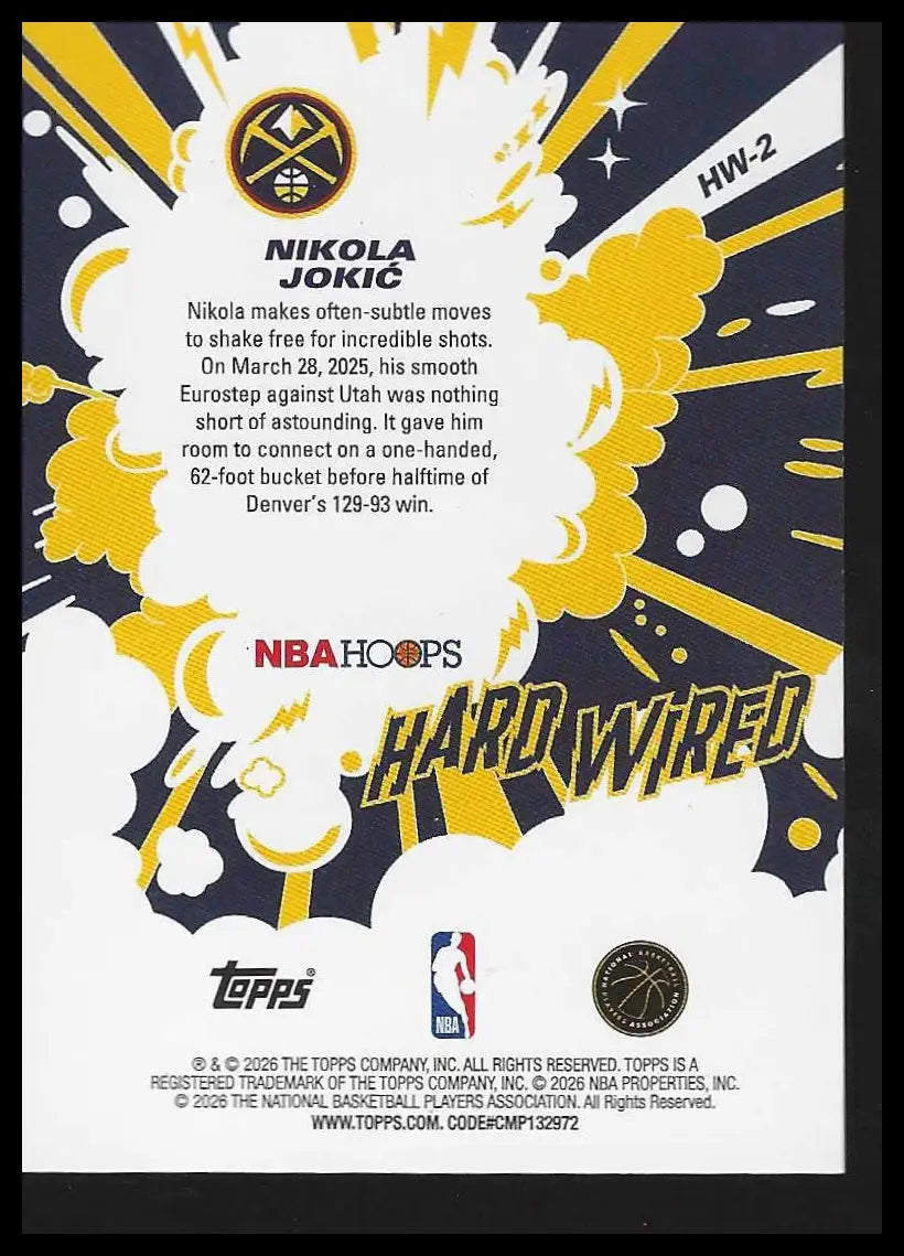 2025-26 Hoops Hard Wired #HW-2 Nikola Jokic - Basketball Card Single