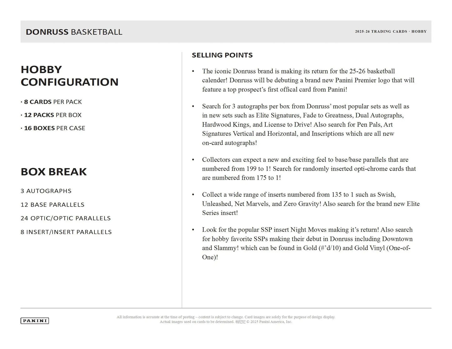 2025-26 Panini Donruss Basketball Hobby Box - Basketball Card Box