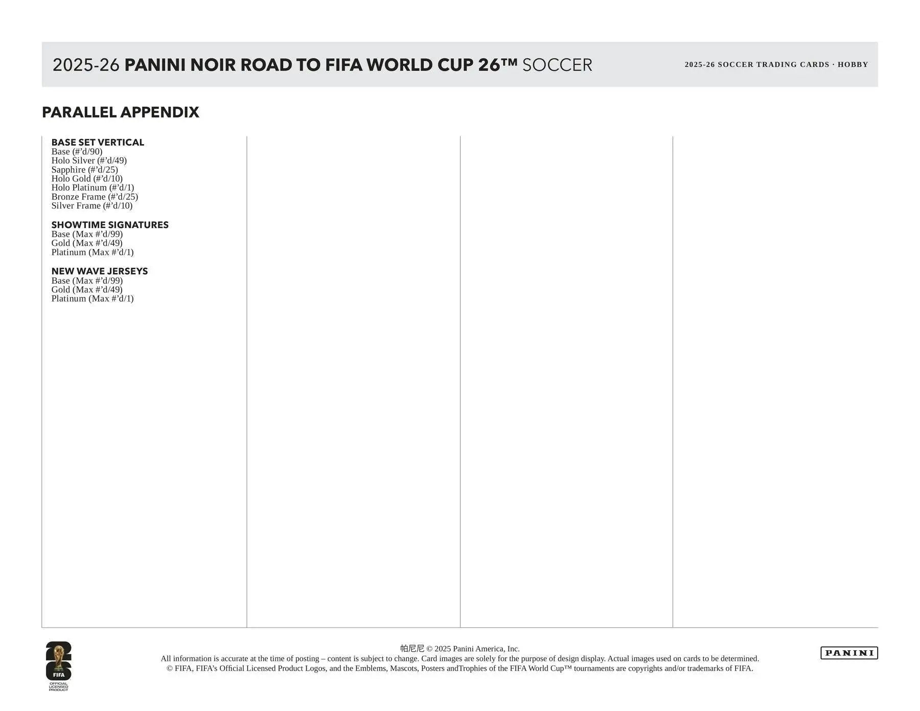 2025/26 Panini Noir Road to FIFA World Cup Soccer Hobby Box | Columbia Sports Cards - Sports Card Hobby Boxes