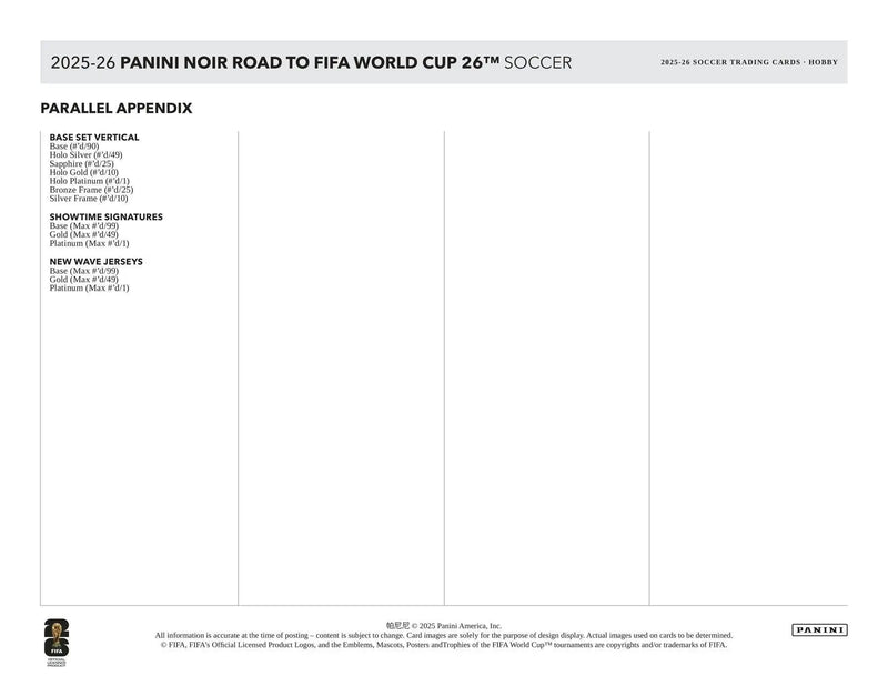2025/26 Panini Noir Road to FIFA World Cup Soccer Hobby Box | Columbia Sports Cards - Sports Card Hobby Boxes