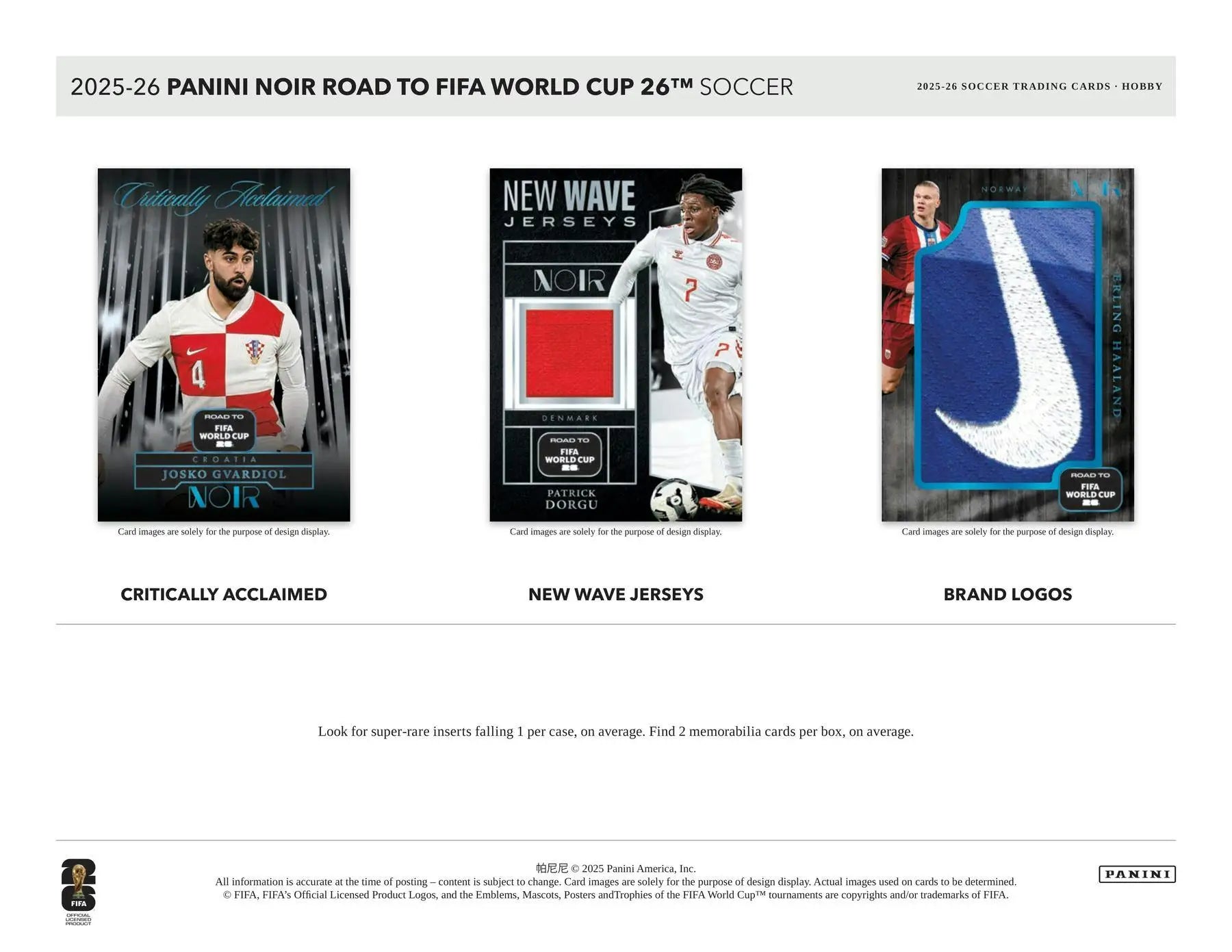 2025/26 Panini Noir Road to FIFA World Cup Soccer Hobby Box | Columbia Sports Cards - Sports Card Hobby Boxes