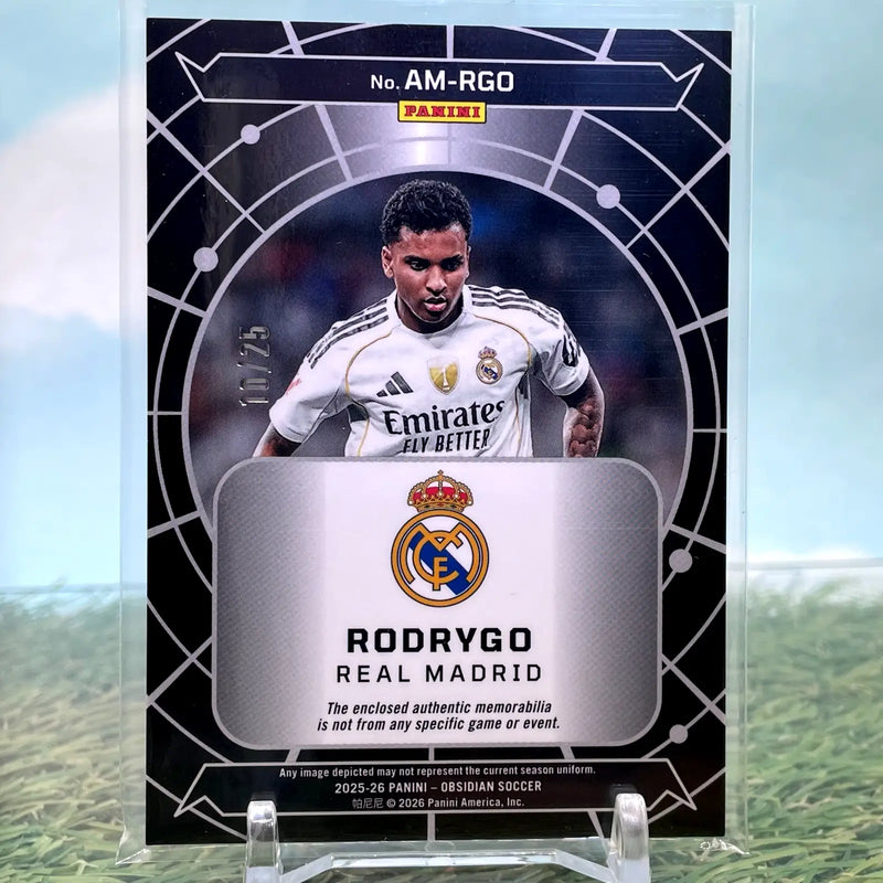 2025-26 Panini Obsidian Rodrygo Atomic Material /25 Real Madrid - Soccer Card Single