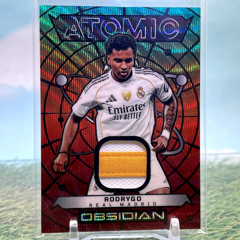2025-26 Panini Obsidian Rodrygo Atomic Material /25 Real Madrid - Soccer Card Single
