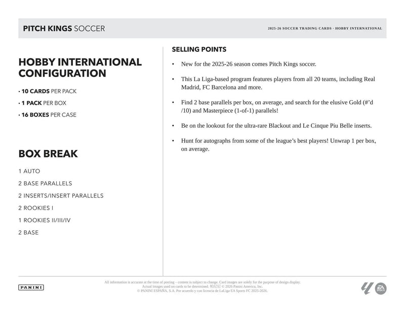 2025/26 Panini Pitch Kings Soccer Hobby International Box | Columbia Sports Cards - Soccer Card Box