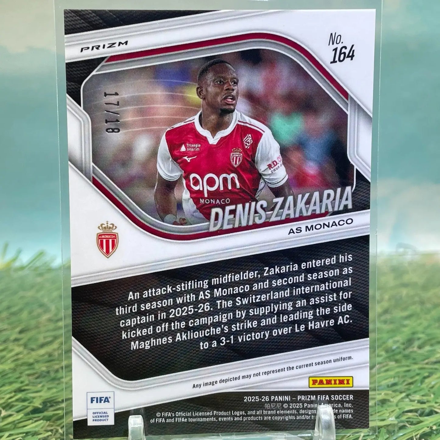 2025-26 Panini Prizm FIFA Denis Zakaria Lotos Flower Prizm /18 AS Monaco - Soccer Card Single